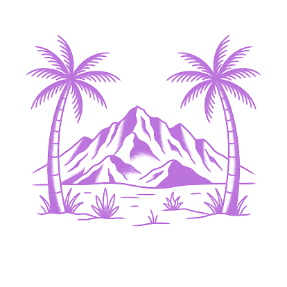Coconut trees with mountain in the background