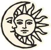 Stylized sun and moon illustration