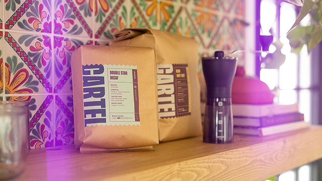 Two bags with coffee grinder